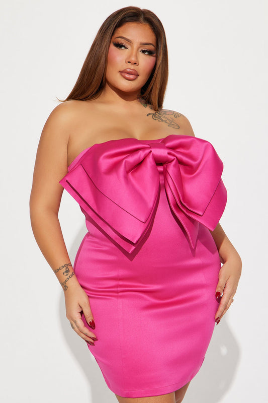 Adina Bow Mini Dress - Pink
